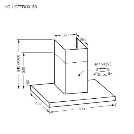 เครื่องดูดควันติดผนัง EVE  HC-LOFTBOX-60 ขนาด 60 ซม. สีดำ_5